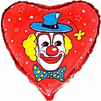 FM с рисунком 18" Сердце 201511 Клоун Фольга