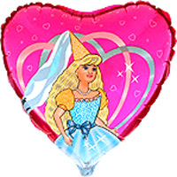 FM с рисунком 18" Сердце 201563 Принцесса фольга