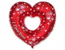 FM фигура большая 901746 Сердце в сердце с Рисунком Фольга красная