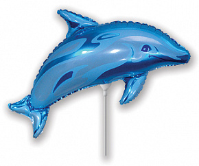 FM фигура 902546 Дельфин голубой МИНИ 14" фольгированный шар